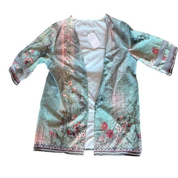 Floral Watercolor Cardigan style Jacket – Size Medium (NWT) - Picture 1 of 3
